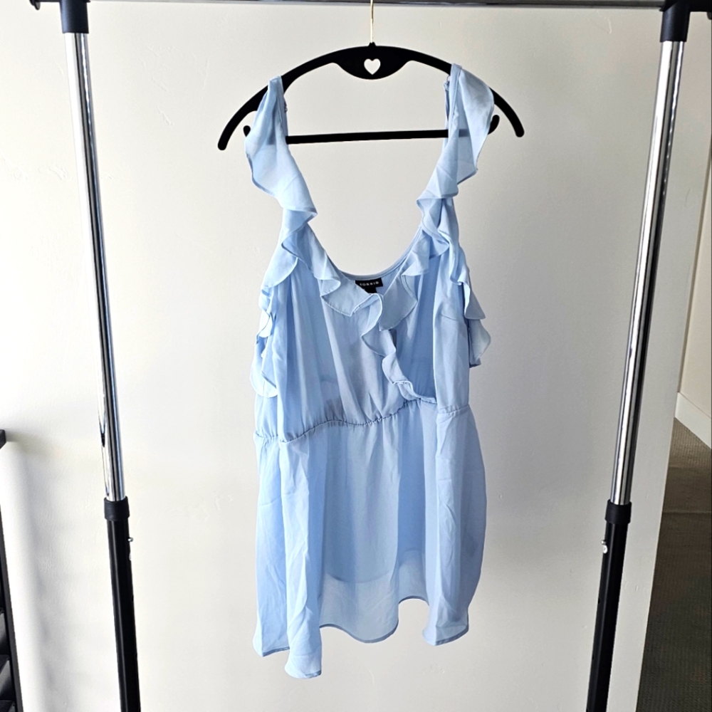 Torrid Blue Ruffle Surplice Tank 3X